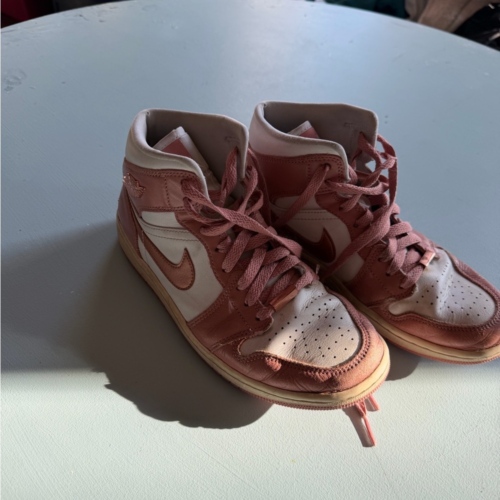 Nike Pink and White Wedge Sneakers